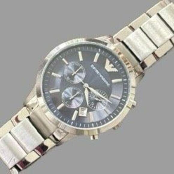 Emporio Armani Accessories - Emporio Armani AR2434 Oversized Chronograph Watch Steel Graphite Dial 43mm Gift